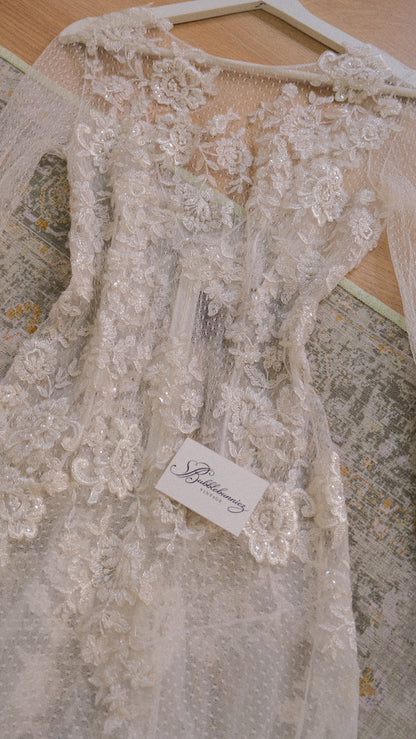 RARE Vintage sheer one of one bridal dress (S)