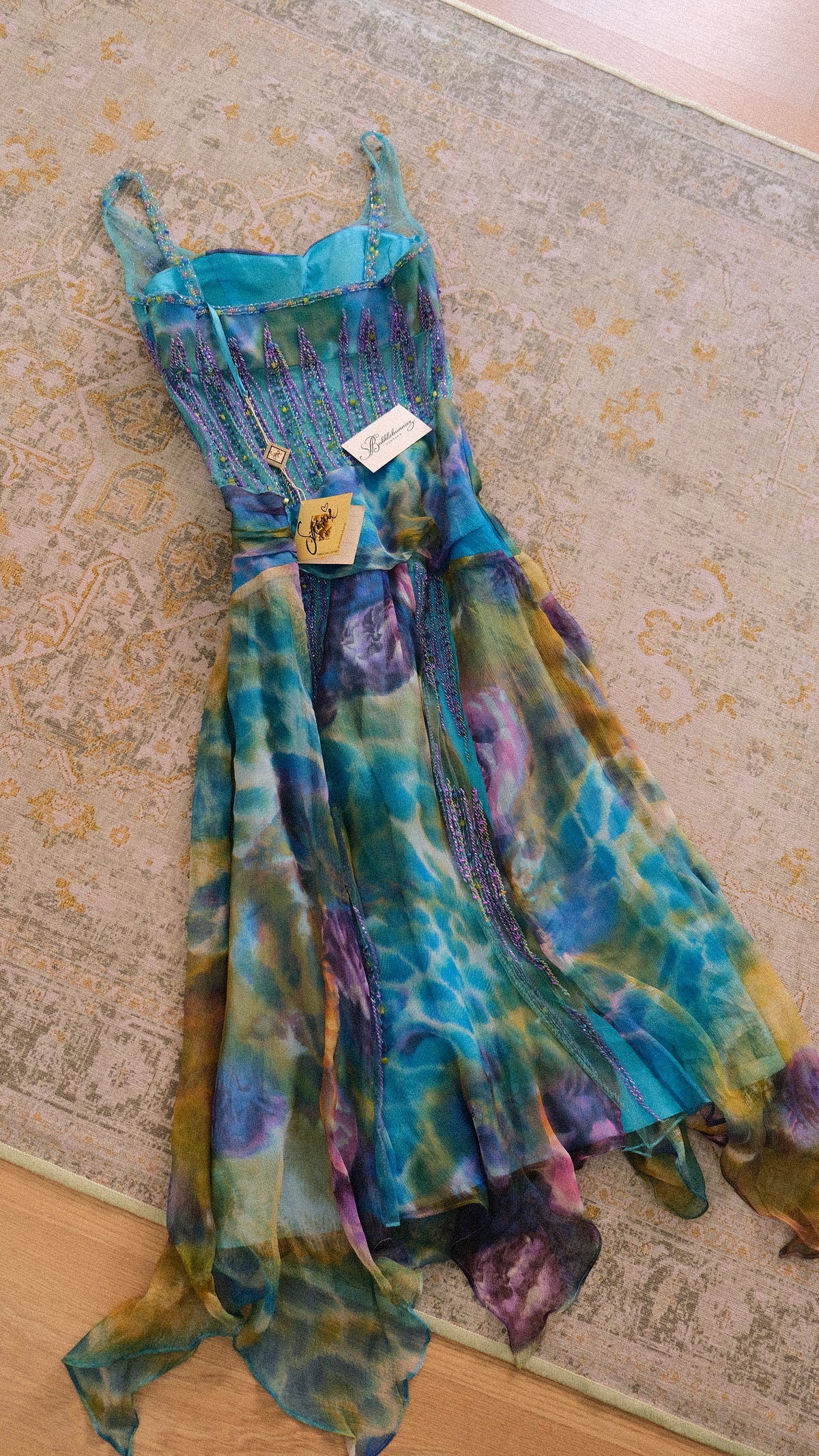 Vintage NWT French bright blue mermaid dress (S/M-M)