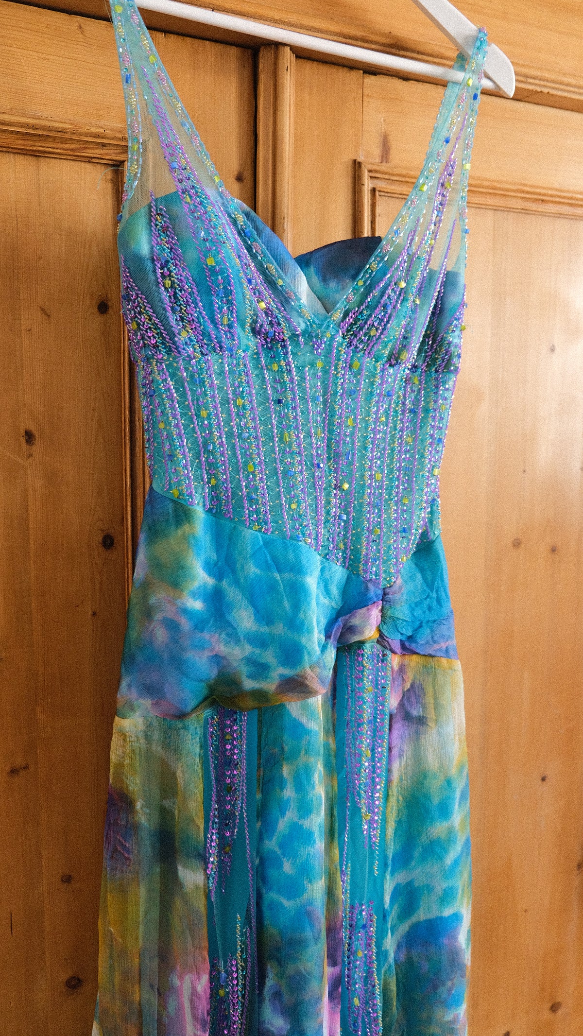 Vintage NWT French bright blue mermaid dress (S/M-M)