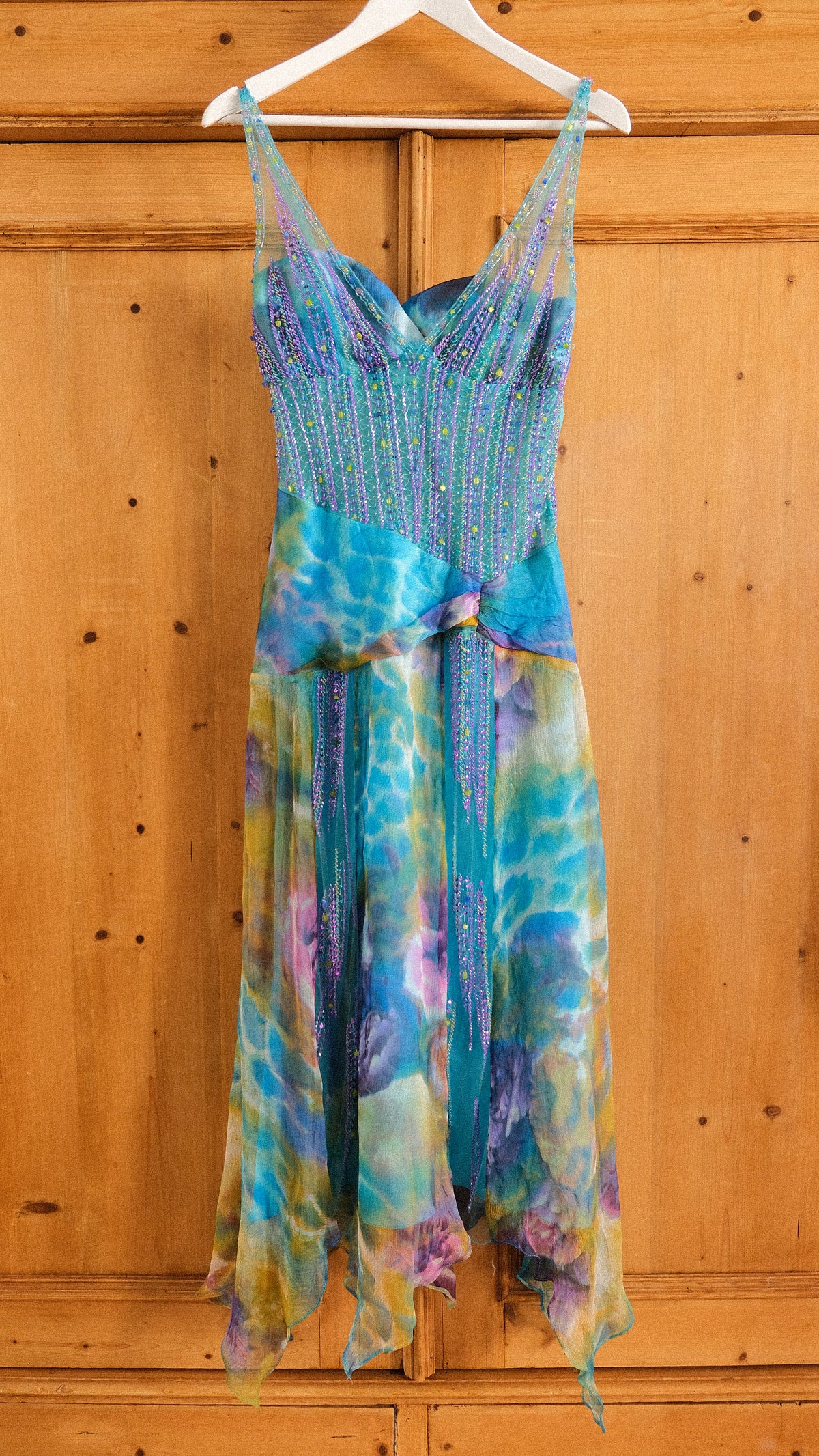 Vintage NWT French bright blue mermaid dress (S/M-M)