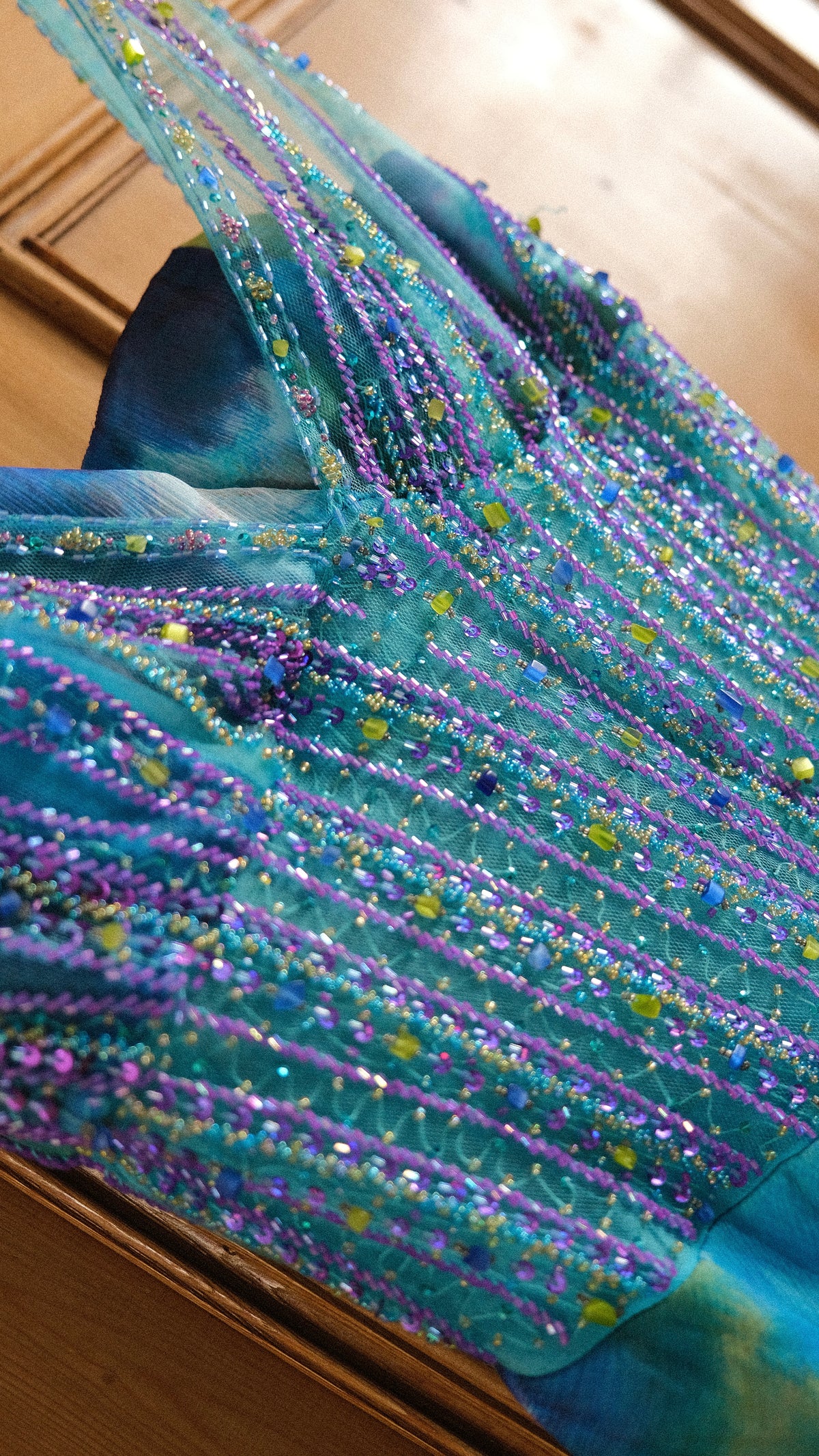 Vintage NWT French bright blue mermaid dress (S/M-M)