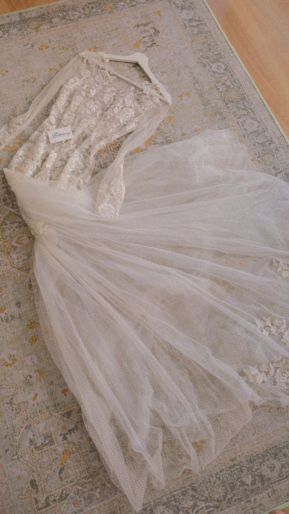 RARE Vintage sheer one of one bridal dress (S)