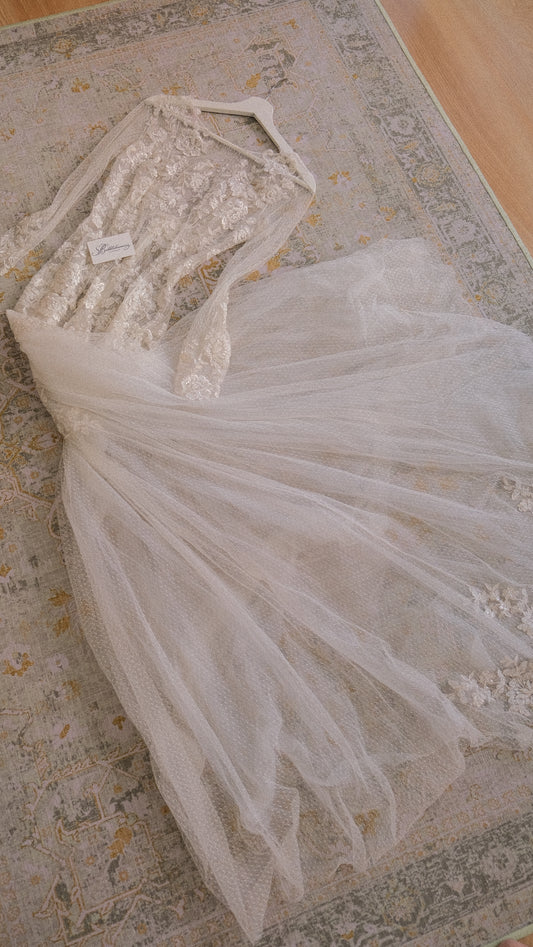 RARE Vintage sheer one of one bridal dress (S)