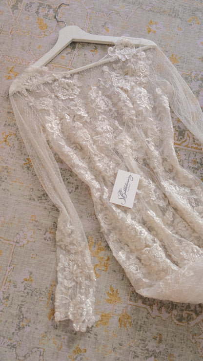 RARE Vintage sheer one of one bridal dress (S)