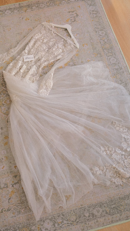 RARE Vintage sheer one of one bridal dress (S)