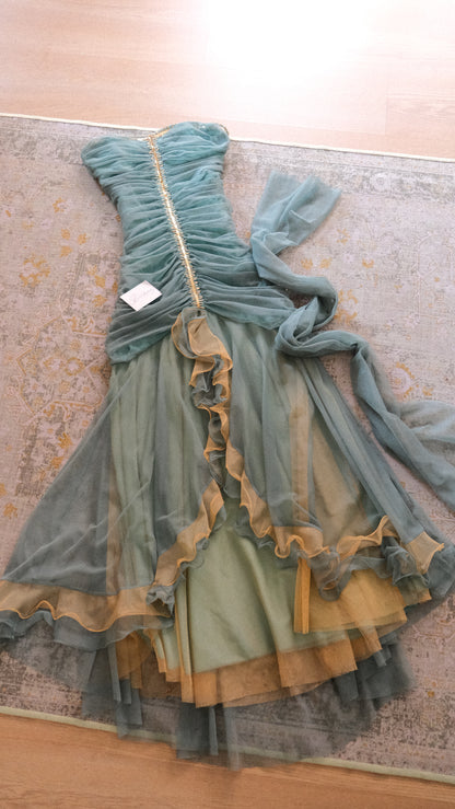 Ruffled mermaid bustier dress (M)