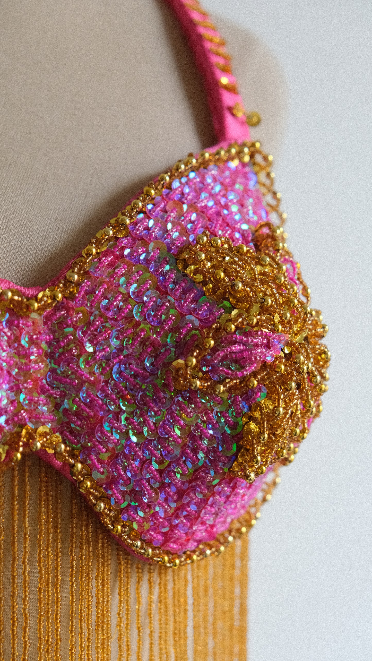 Hotpink & Gold party bra (L)
