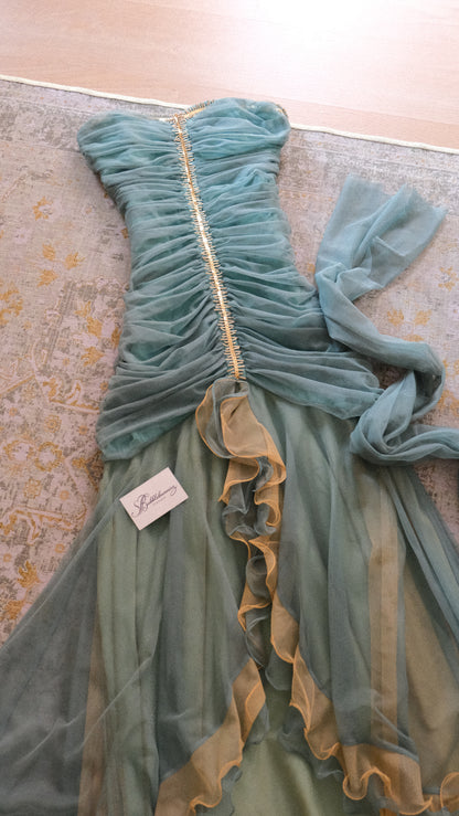 Ruffled mermaid bustier dress (M)