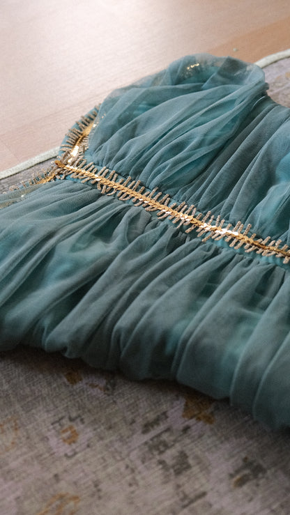 Ruffled mermaid bustier dress (M)