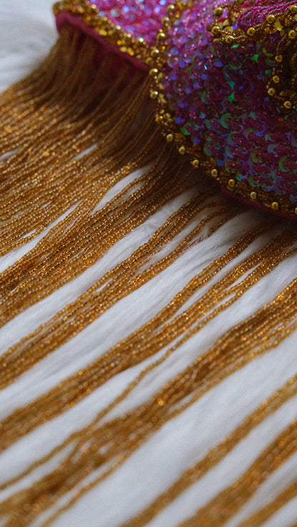 Hotpink & Gold party bra (L)