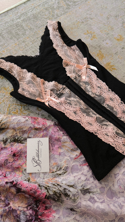 Vintage black and pink underbust (XS/S)