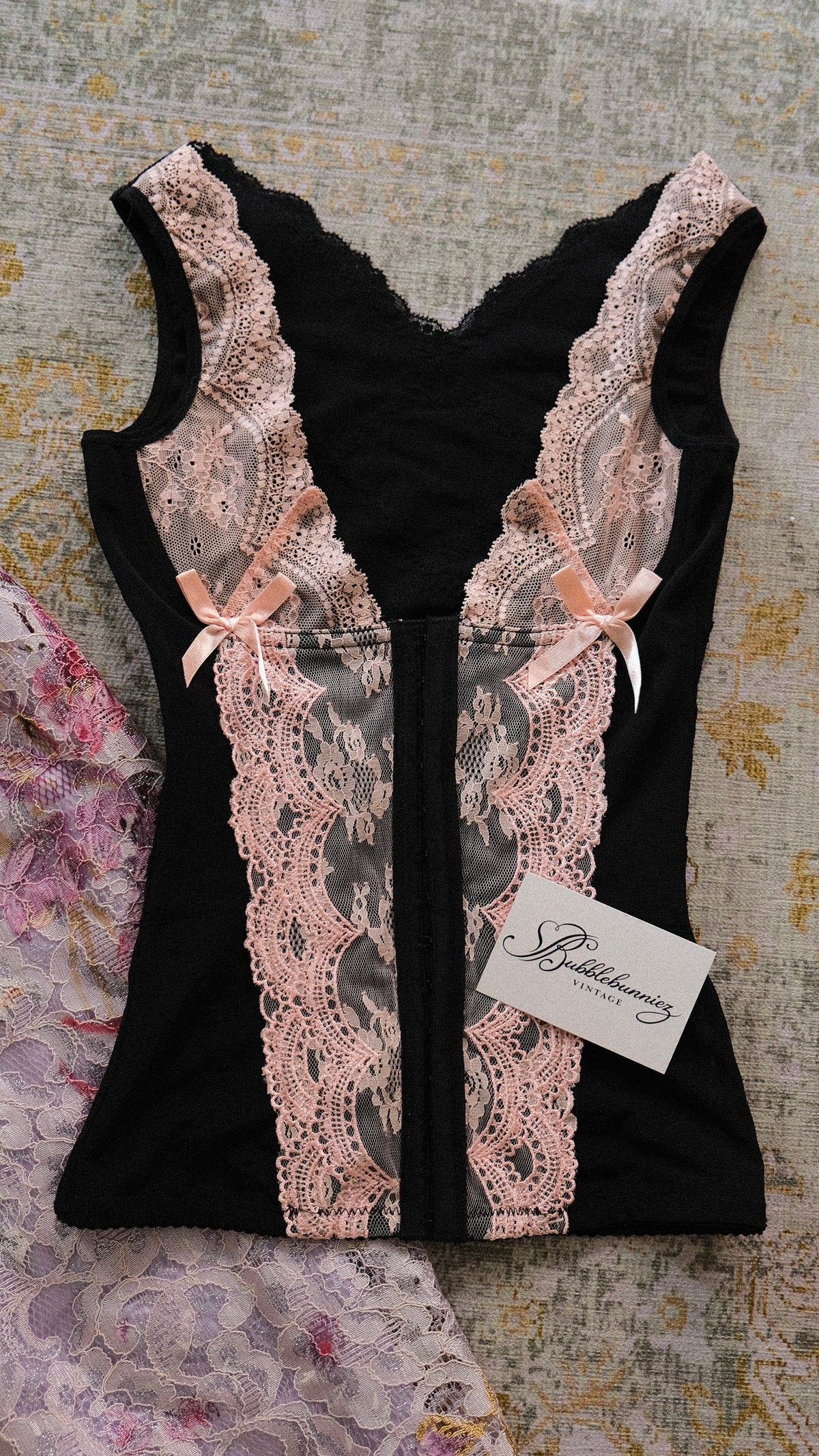 Vintage black and pink underbust (XS/S)