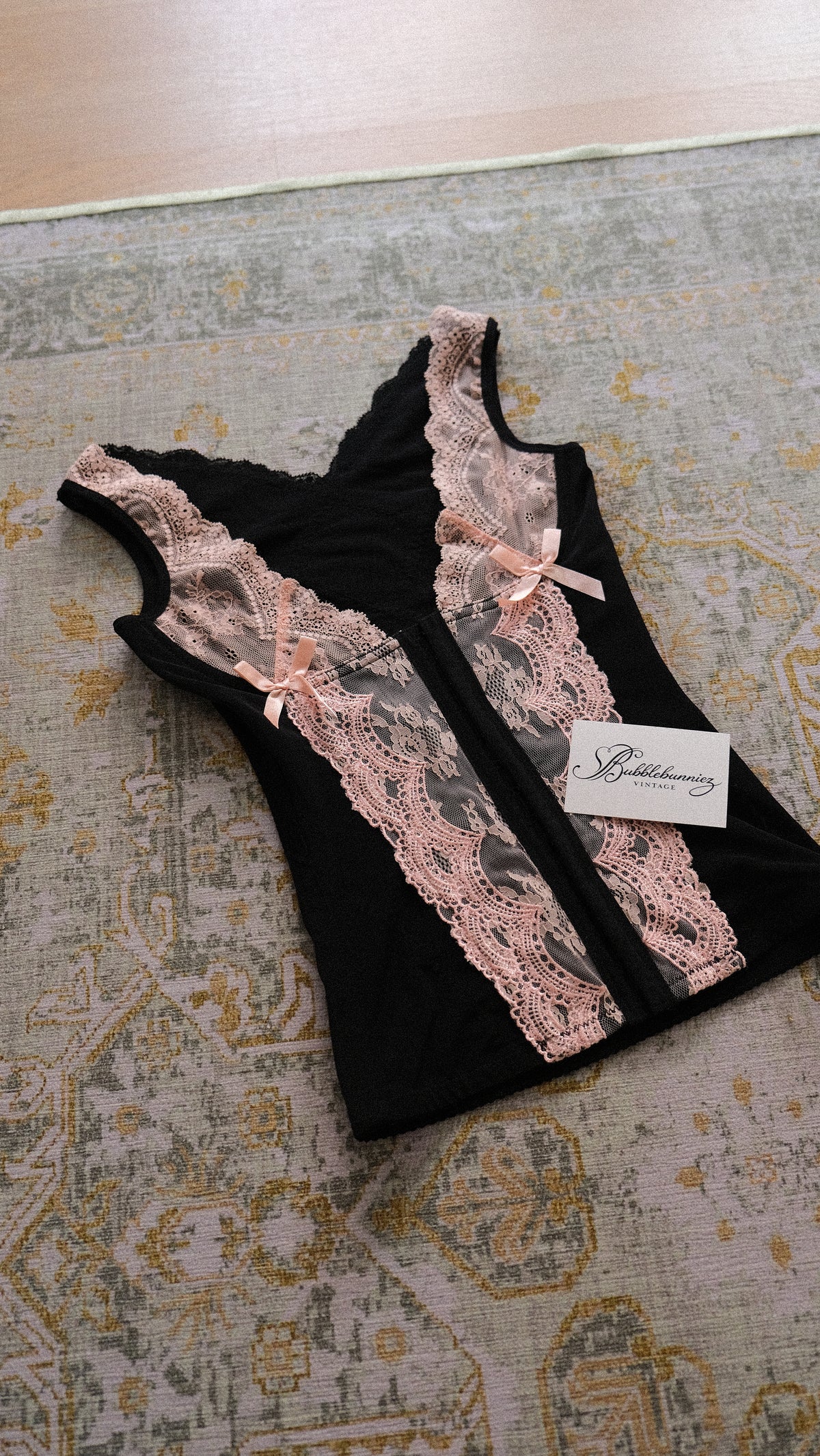 Vintage black and pink underbust (XS/S)