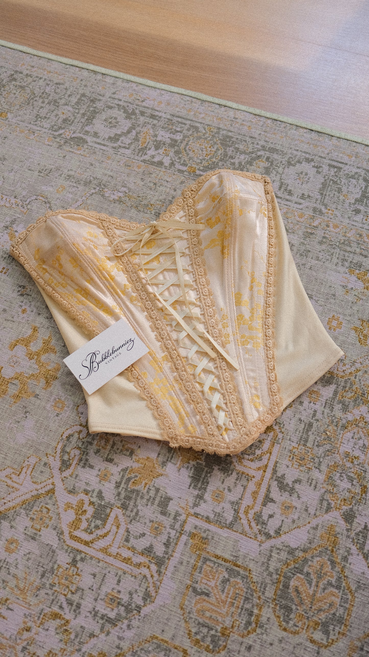 Vintage English designer creme bustier (S-M)