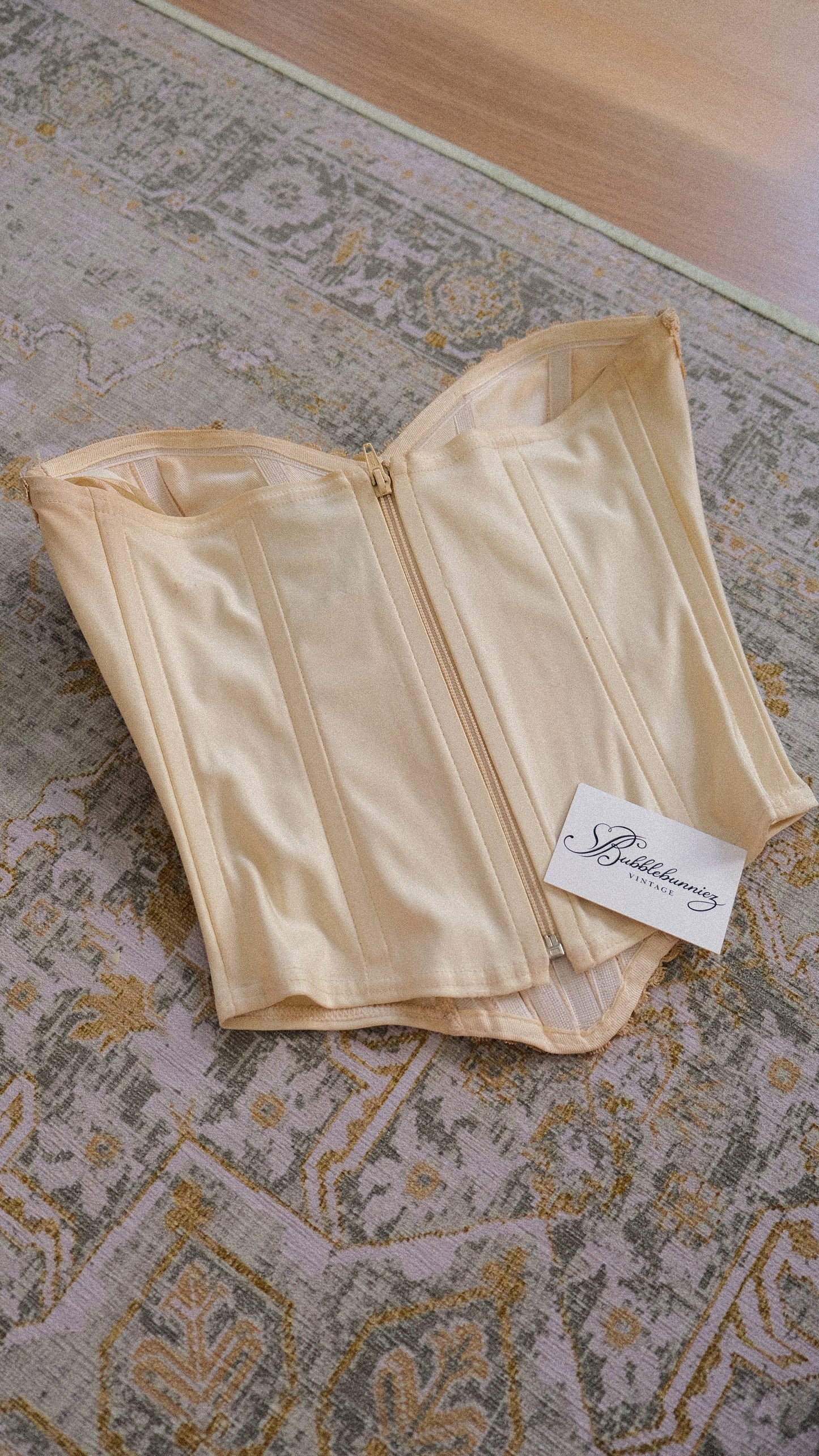 Vintage English designer creme bustier (S-M)