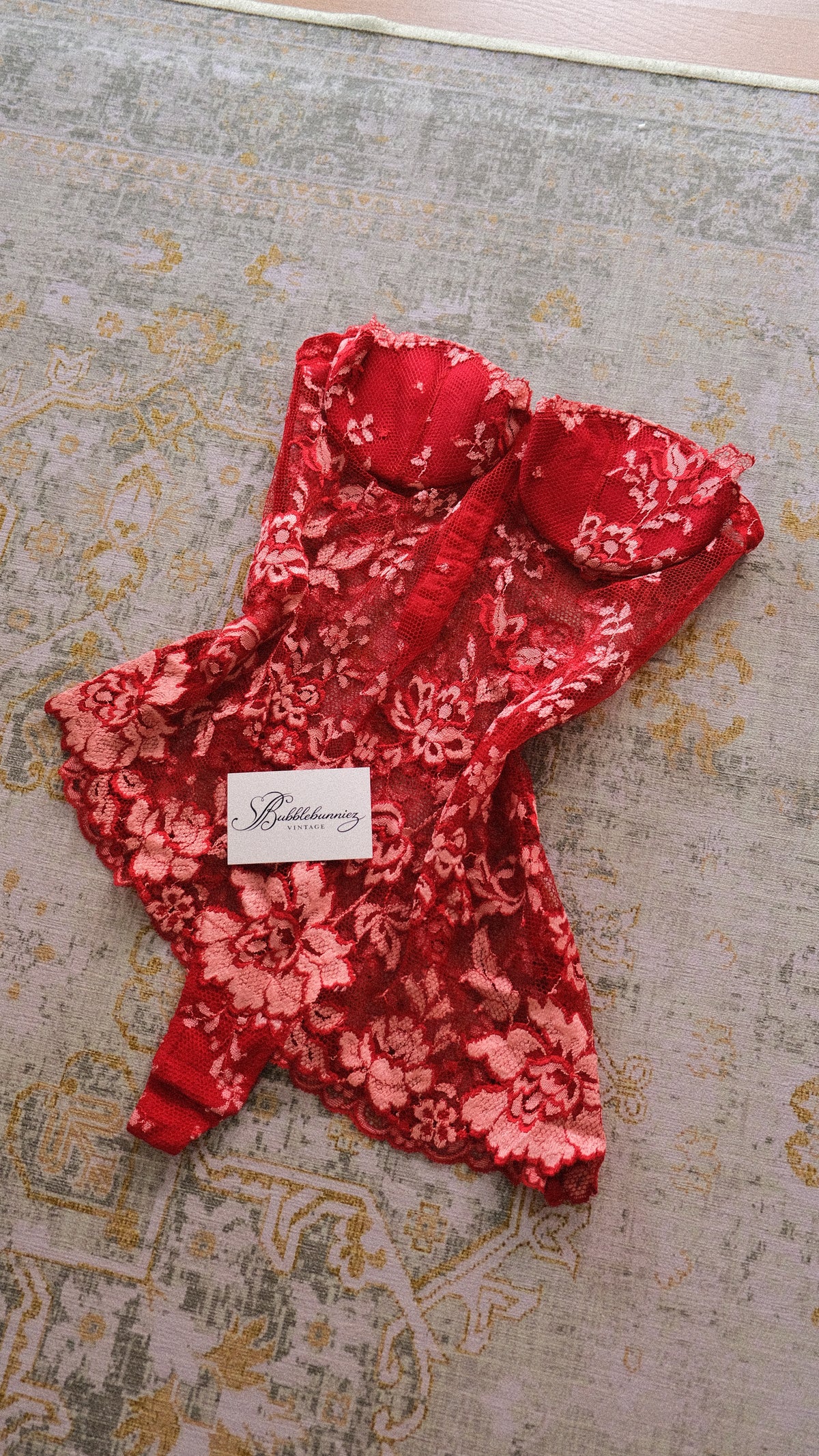 Vintage NWT Marvel by La Perla red floral teddy (36B/80B)