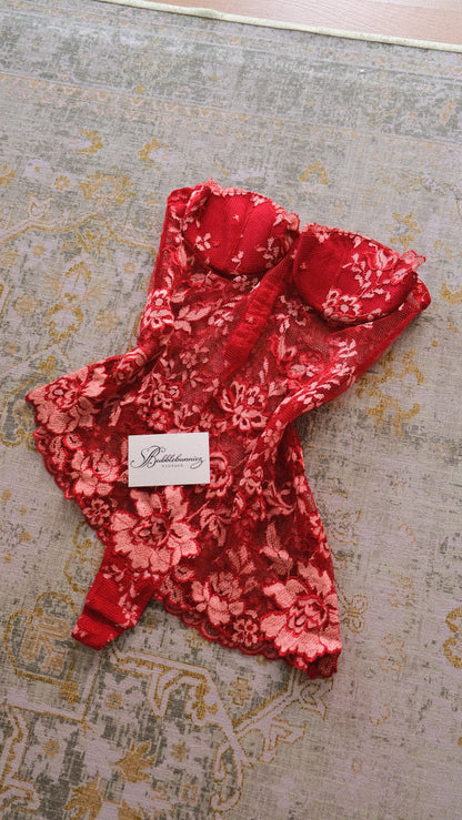 Vintage NWT Marvel by La Perla red floral teddy (36B/80B)