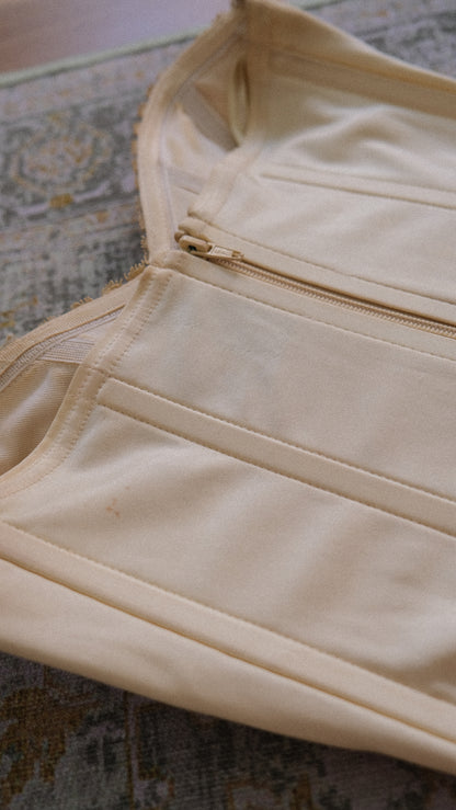 Vintage English designer creme bustier (S-M)