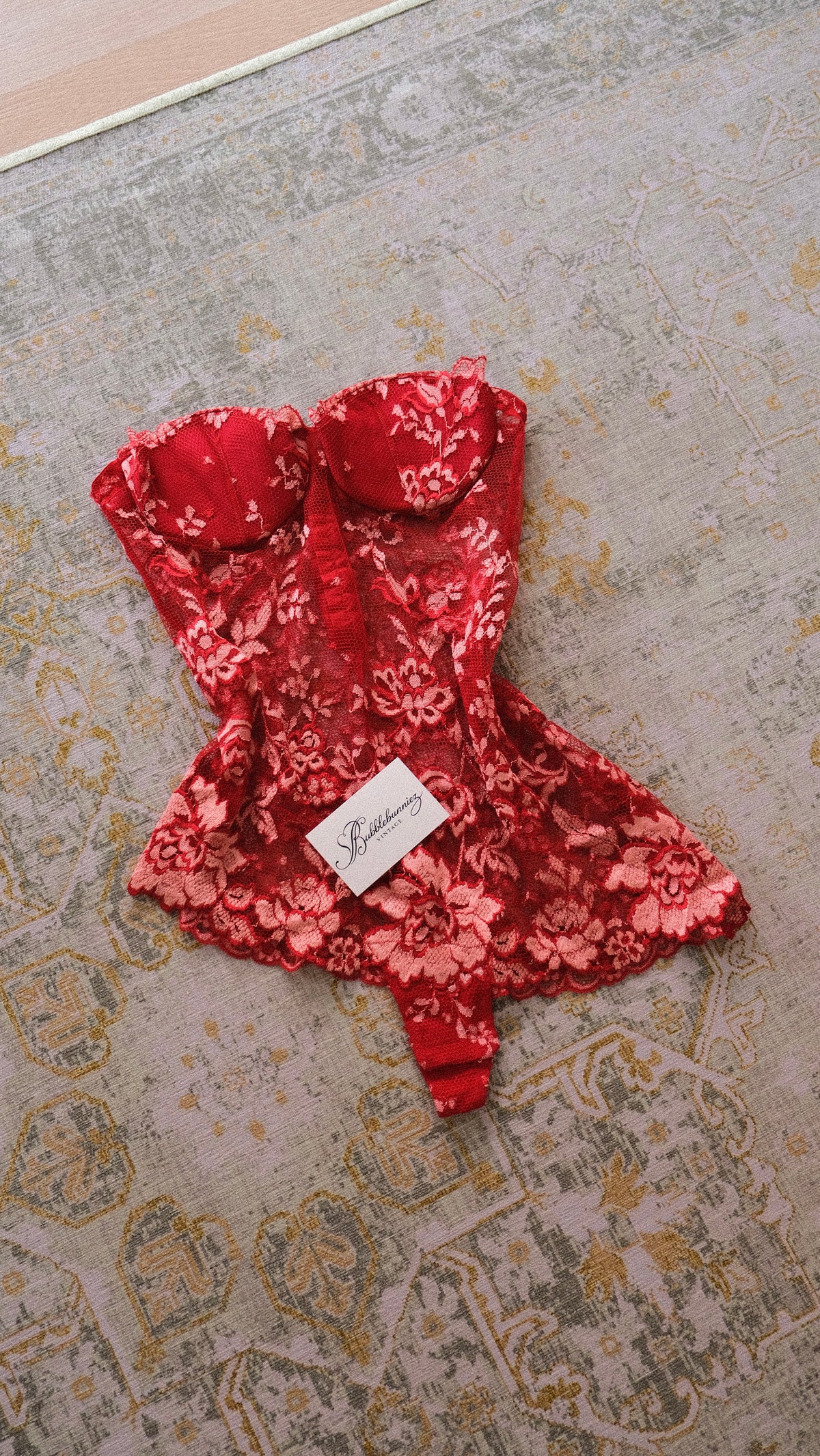 Vintage NWT Marvel by La Perla red floral teddy (36B/80B)
