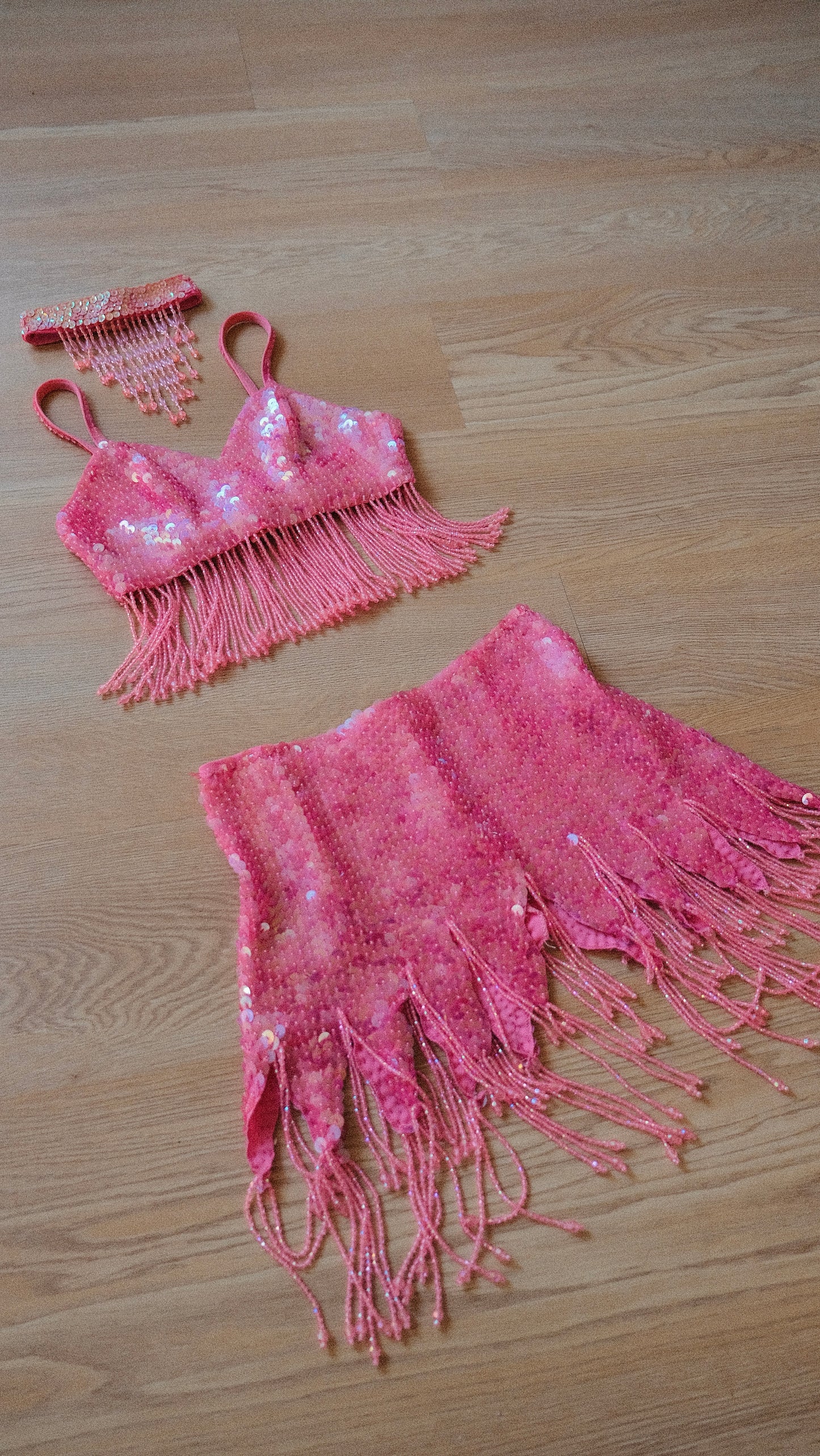 Hotpink one of one sequin 3 piece set (S-M)