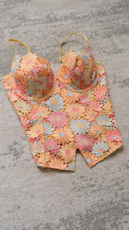 Vintage French Spring Florals corset (M/L, L)