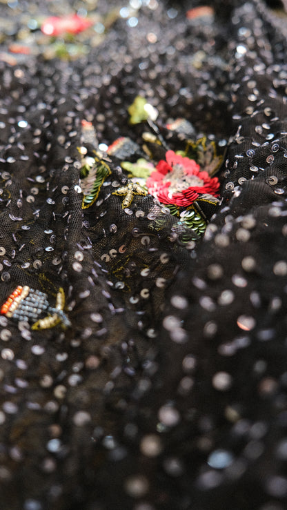Vintage sheer one of one sequin floral skirt (M/L-L)