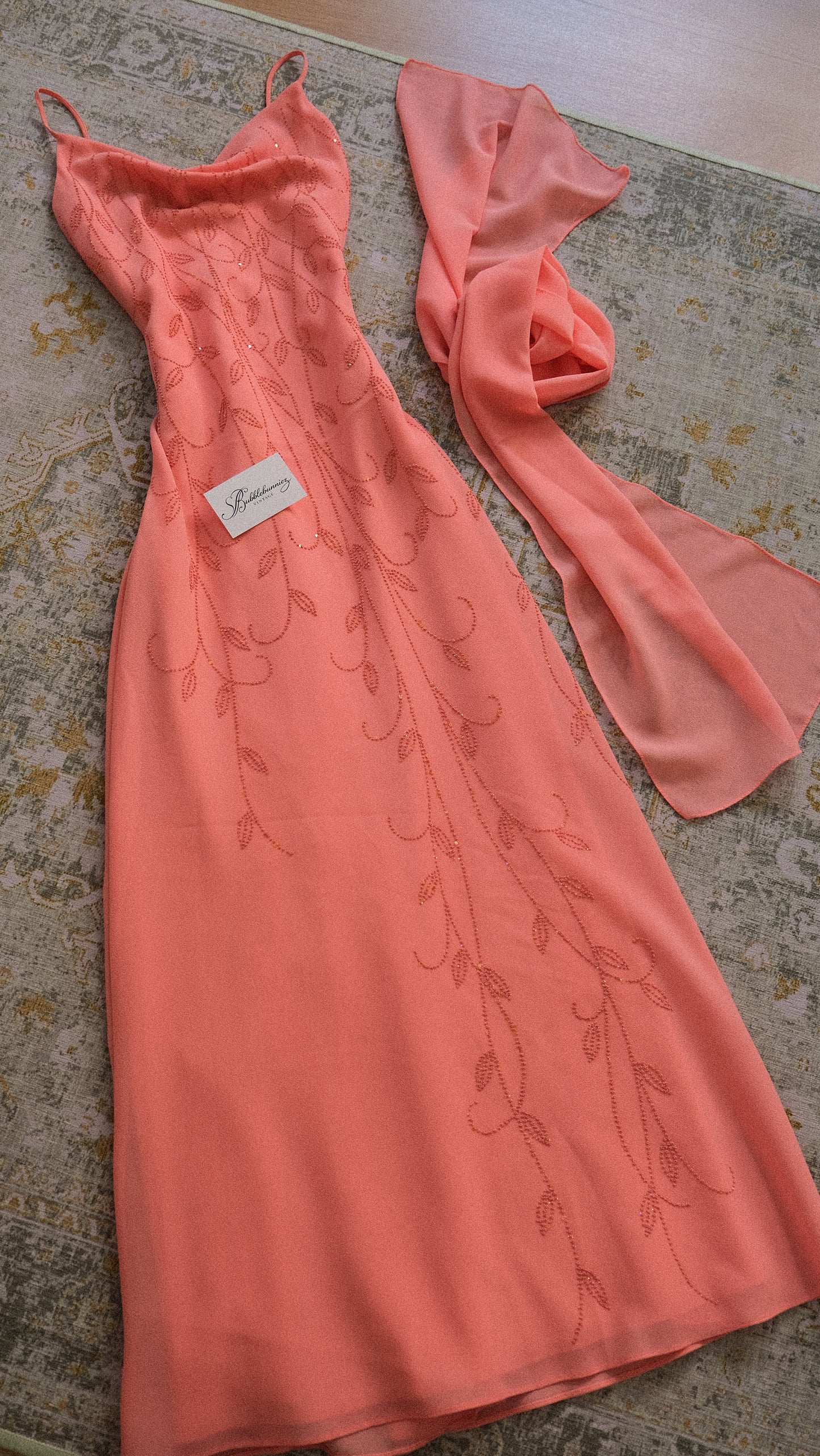Vintage peachy blush dress (S-M)