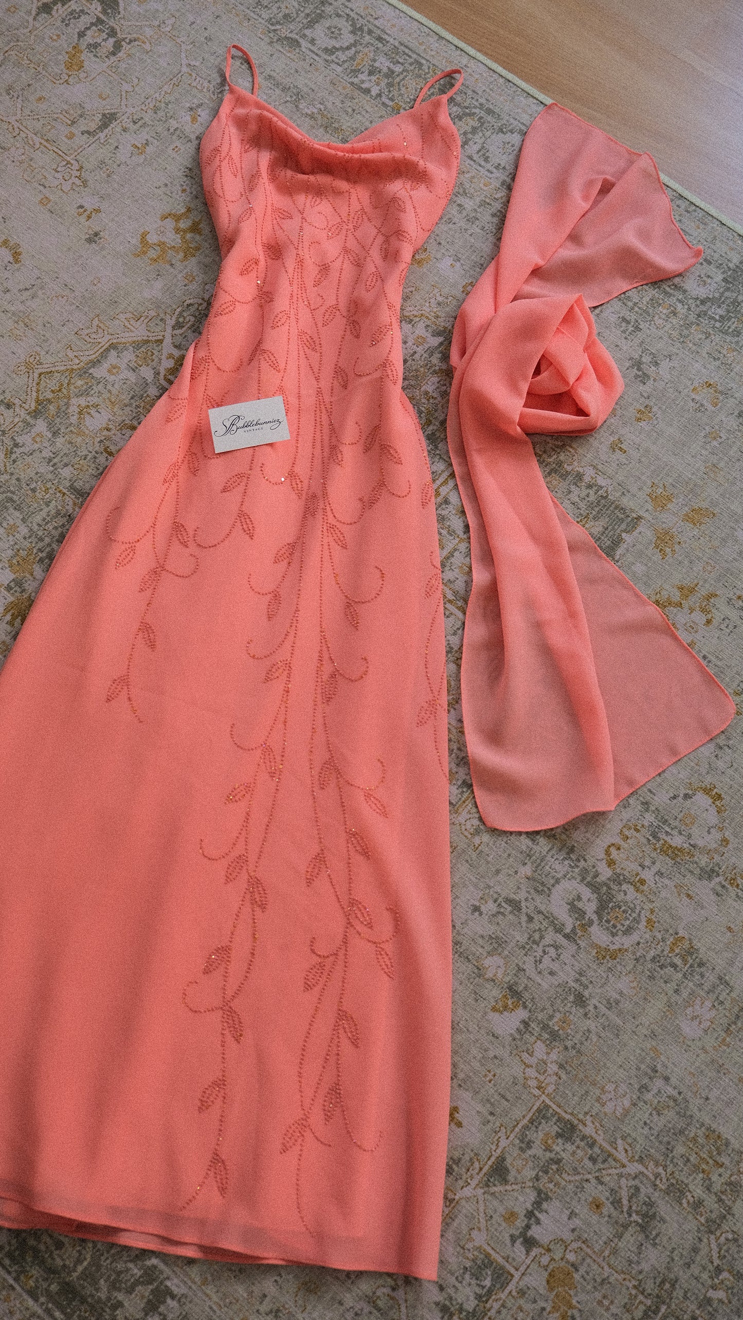 Vintage peachy blush dress (S-M)