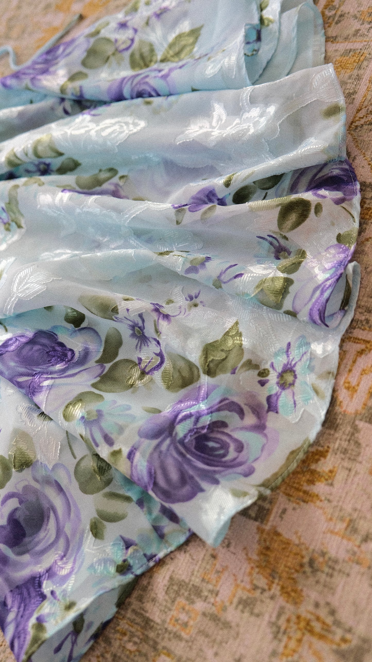 Vintage soft blue floral babydoll dress (L)