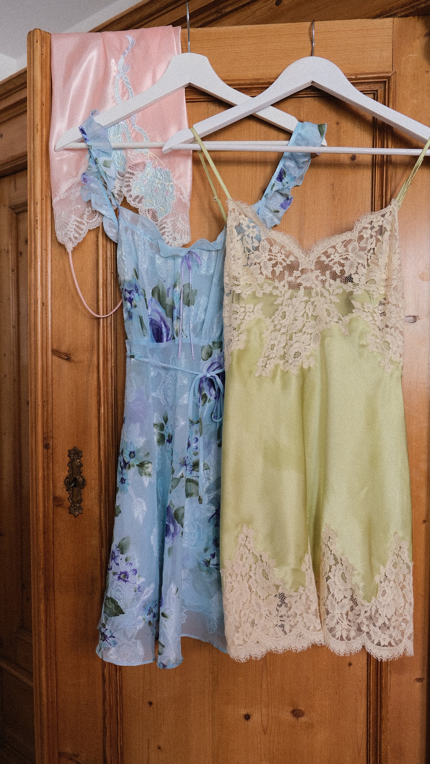 Vintage soft blue floral babydoll dress (L)