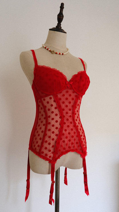 L'Agent Provocateur polka dot corset (34C/75C)