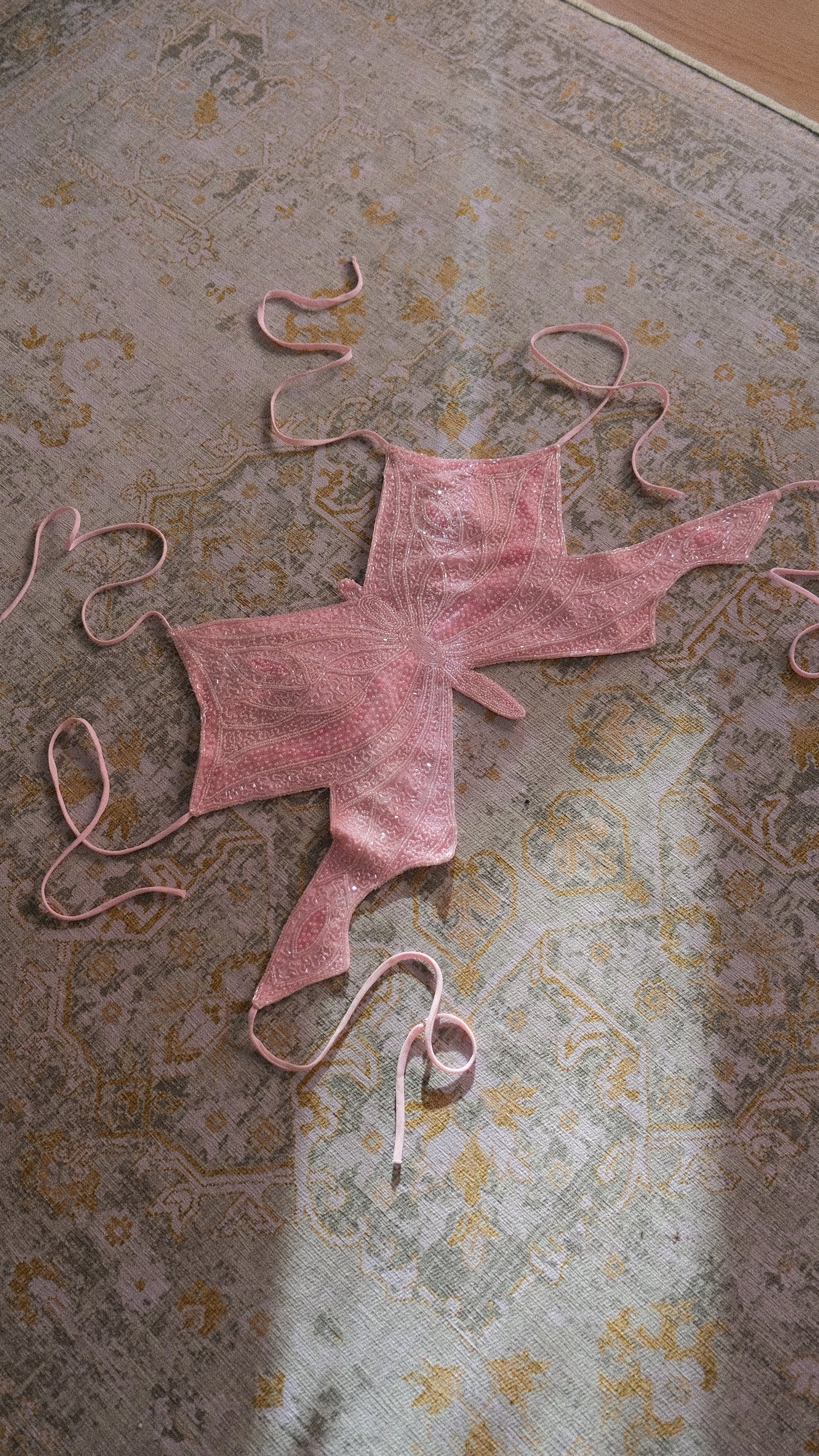 Vintage soft pink butterfly top (One Size)