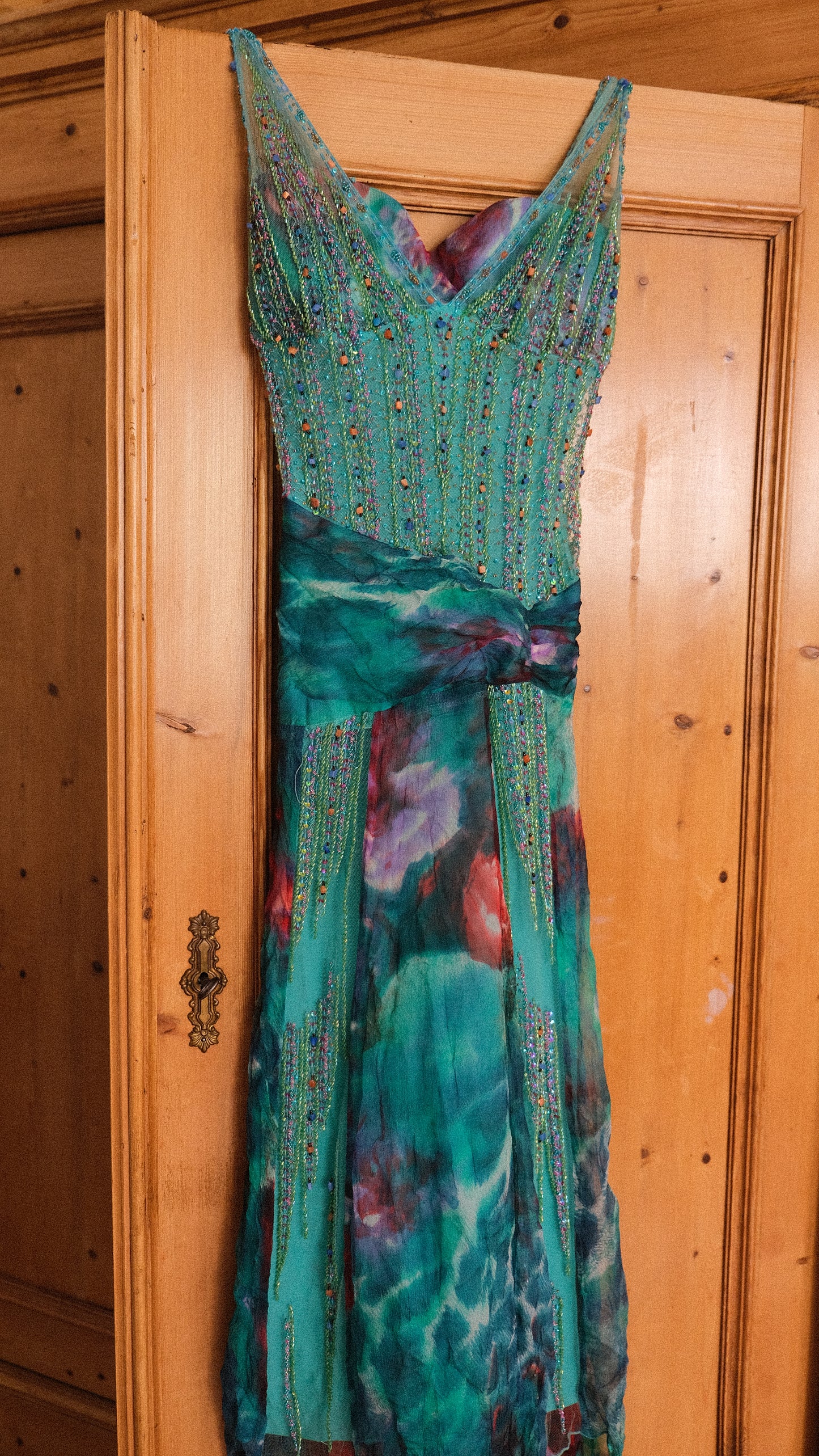 Vintage French teal mermaid dress (M)