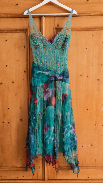 Vintage French teal mermaid dress (M)