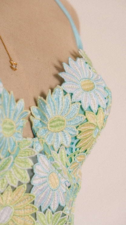 Vintage French Oceanic Florals corset (M/L, L)