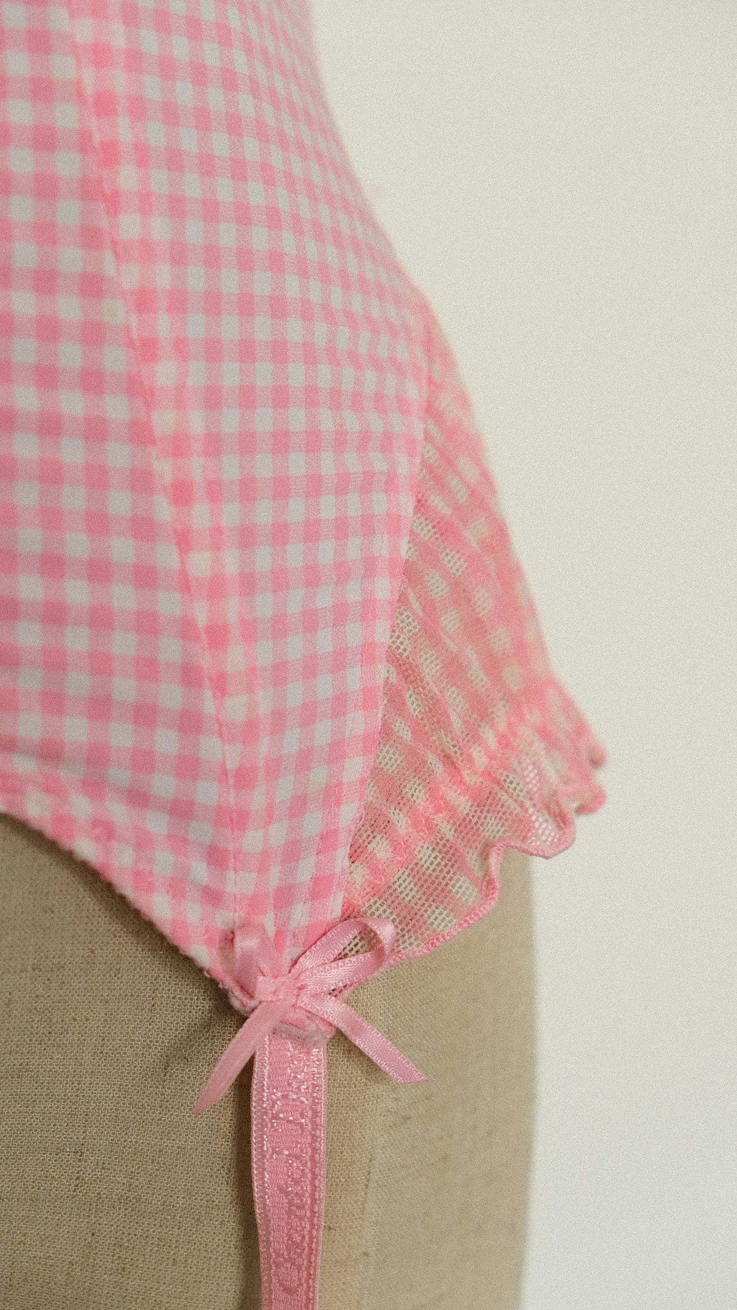 Vintage French Pink Checkered corset (34C/75C)