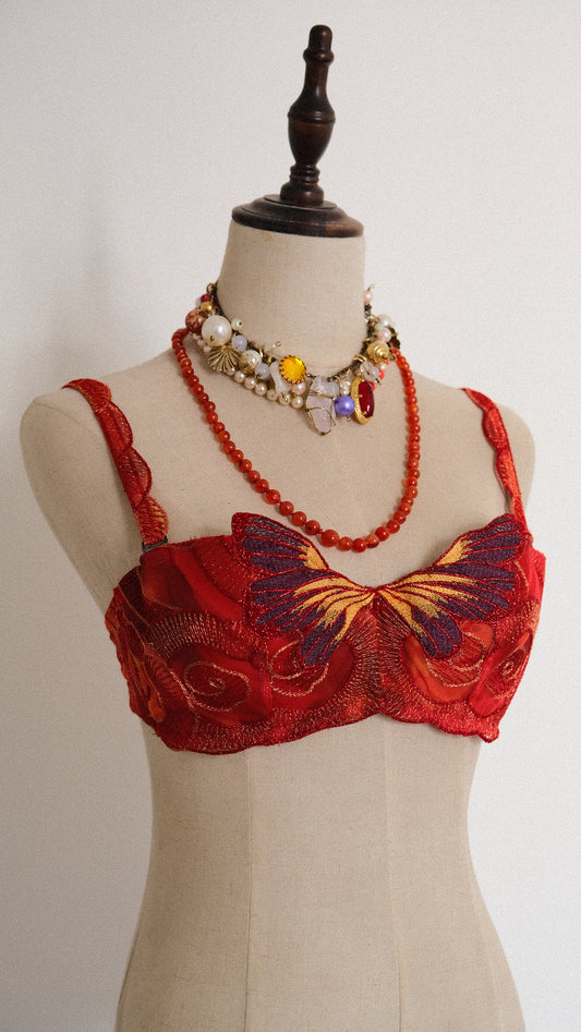 Red siren butterfly romance bra (75B/34B)