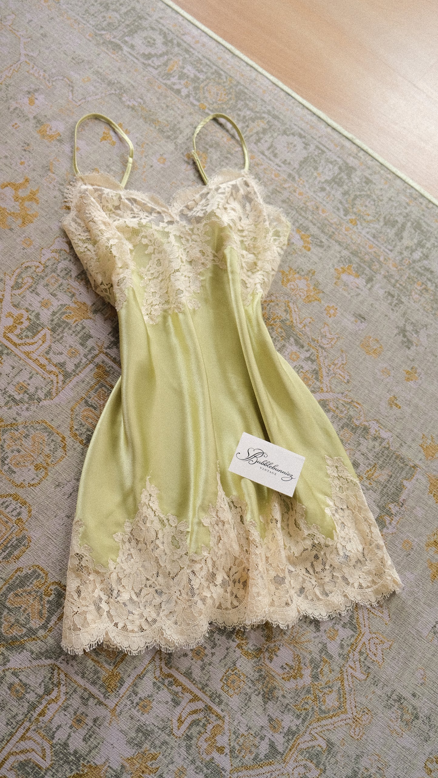 Vintage French mint green lingerie dress (M-L)