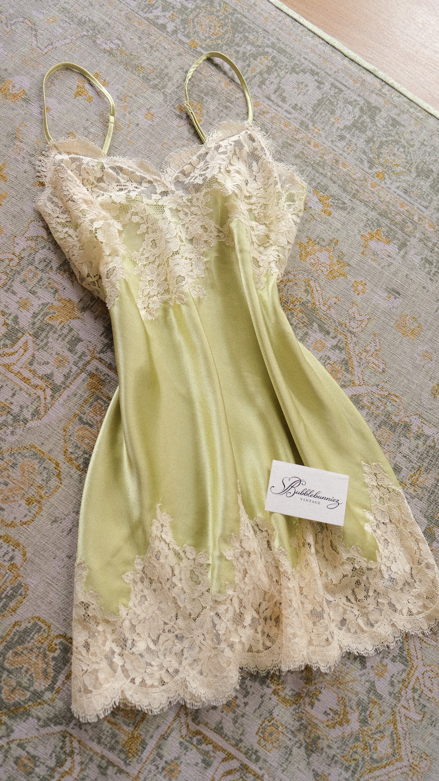 Vintage French mint green lingerie dress (M-L)