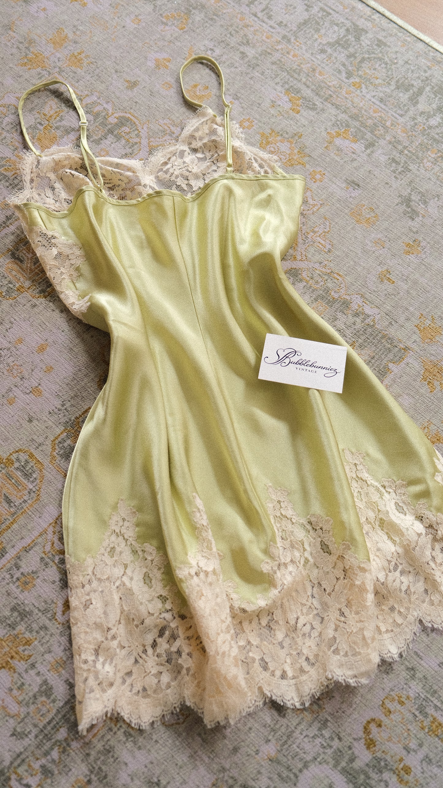 Vintage French mint green lingerie dress (M-L)
