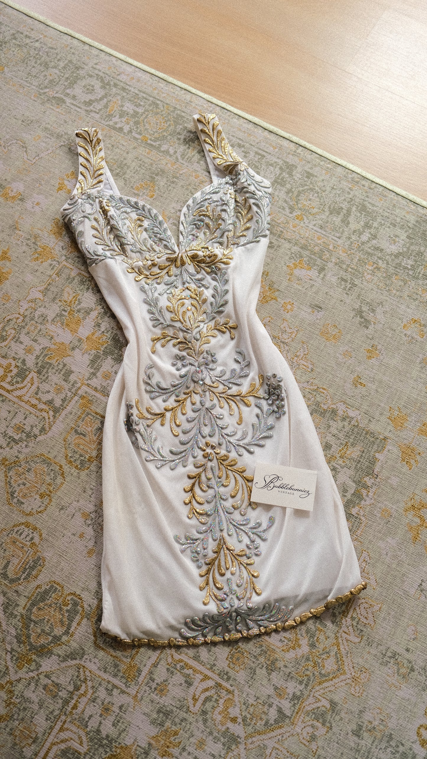 Hand-painted silver & gold Miami dress (S-S/M)
