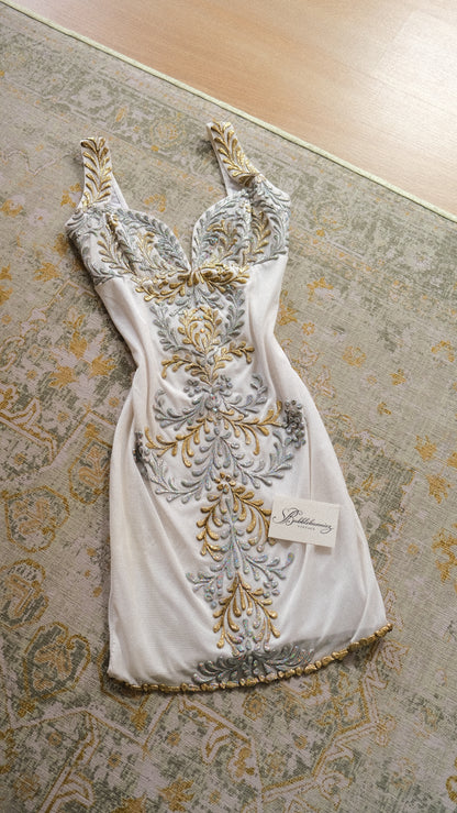 Hand-painted silver & gold Miami dress (S-S/M)