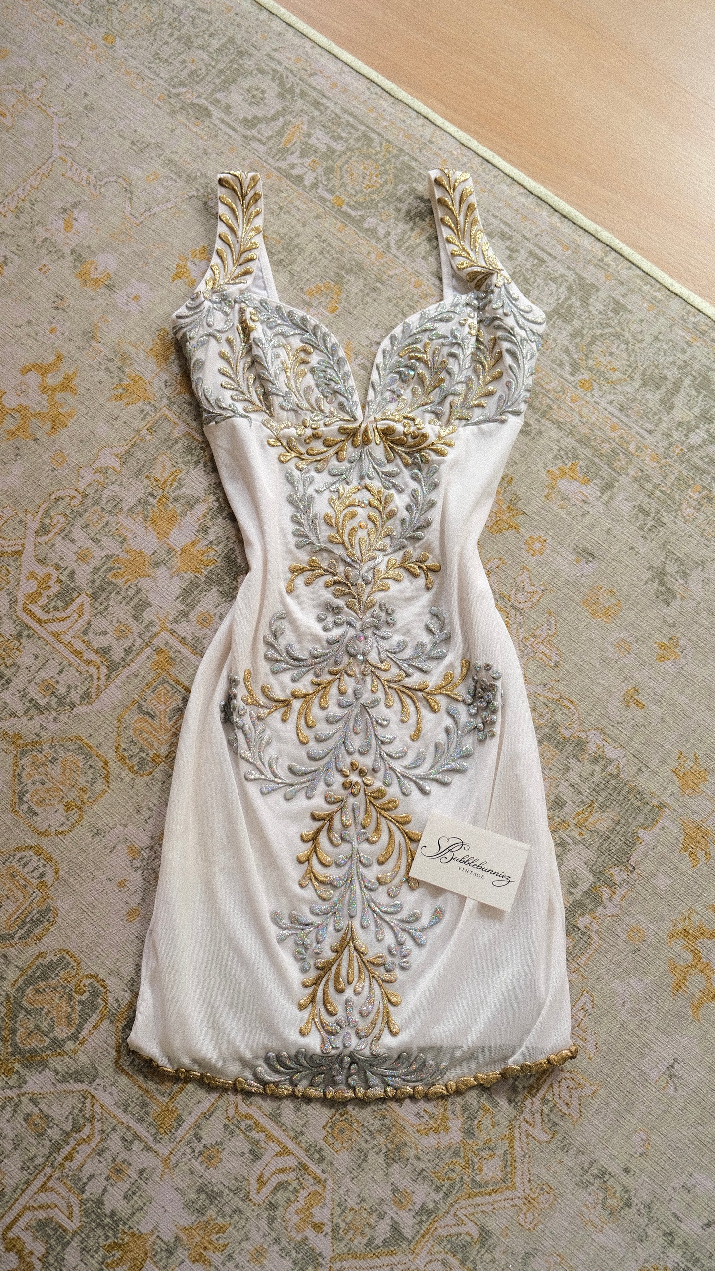 Hand-painted silver & gold Miami dress (S-S/M)