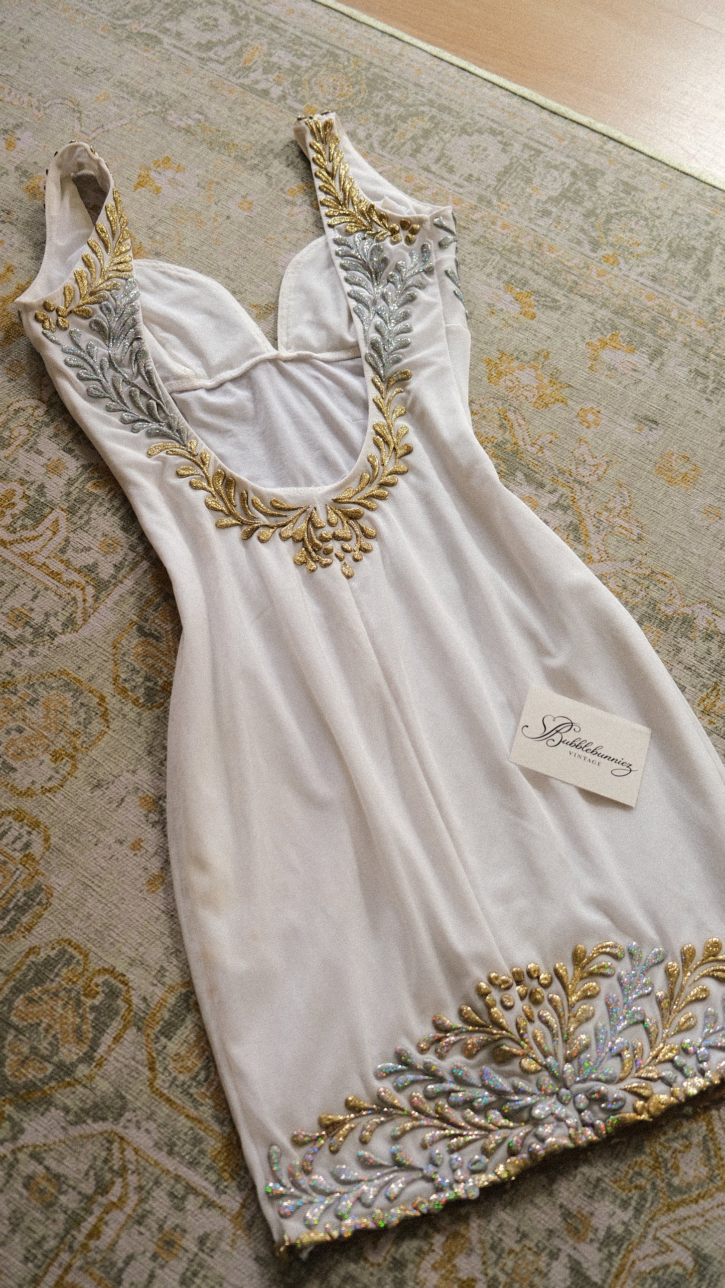 Hand-painted silver & gold Miami dress (S-S/M)