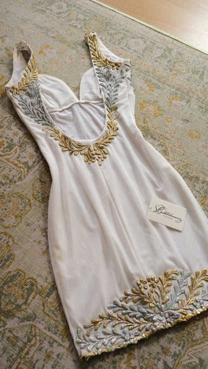 Hand-painted silver & gold Miami dress (S-S/M)