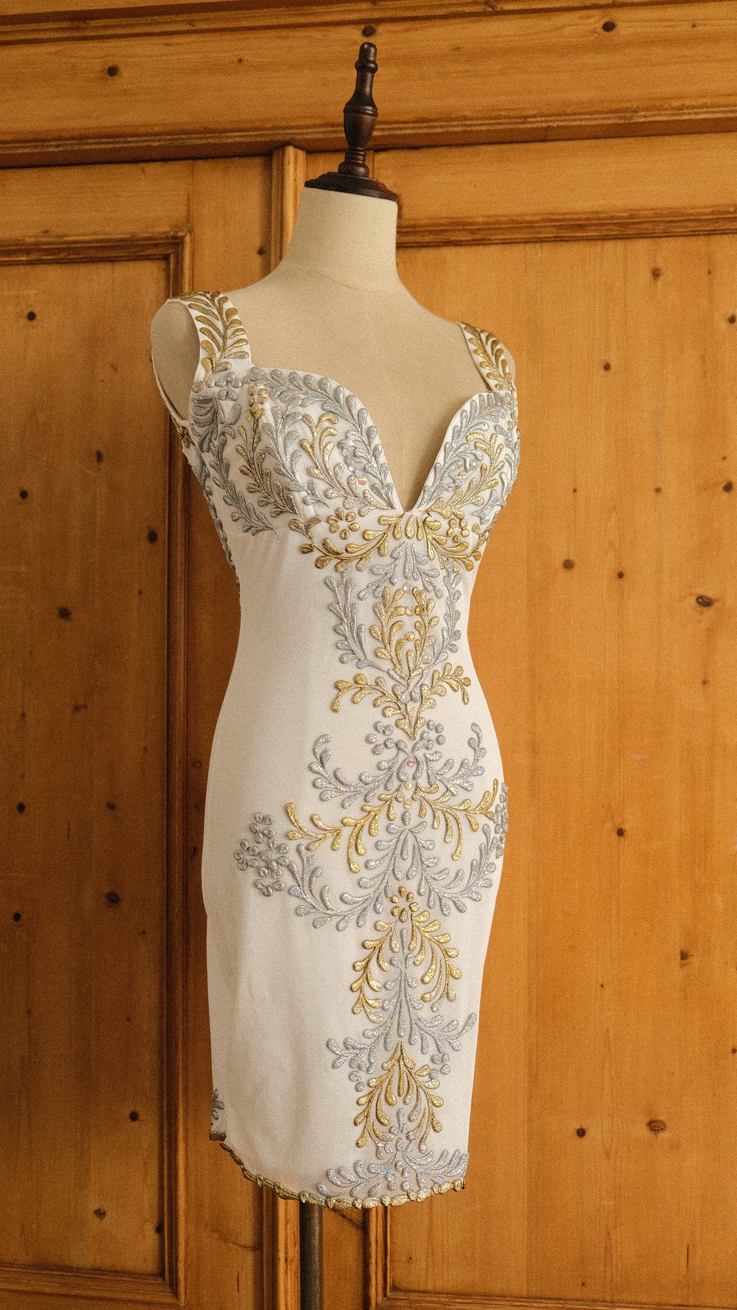 Hand-painted silver & gold Miami dress (S-S/M)