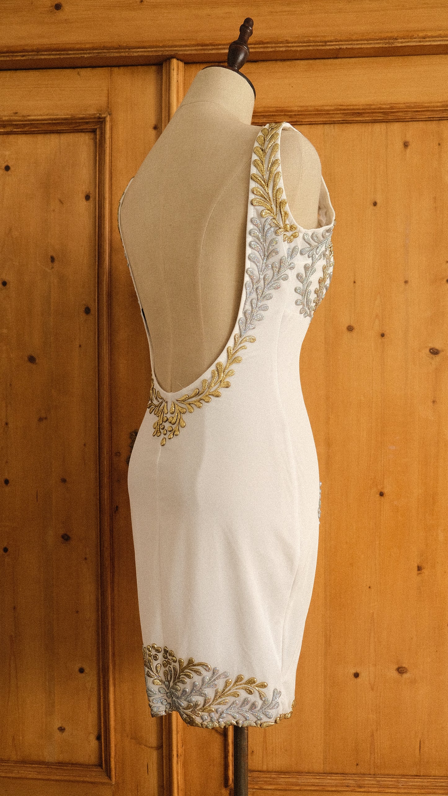 Hand-painted silver & gold Miami dress (S-S/M)