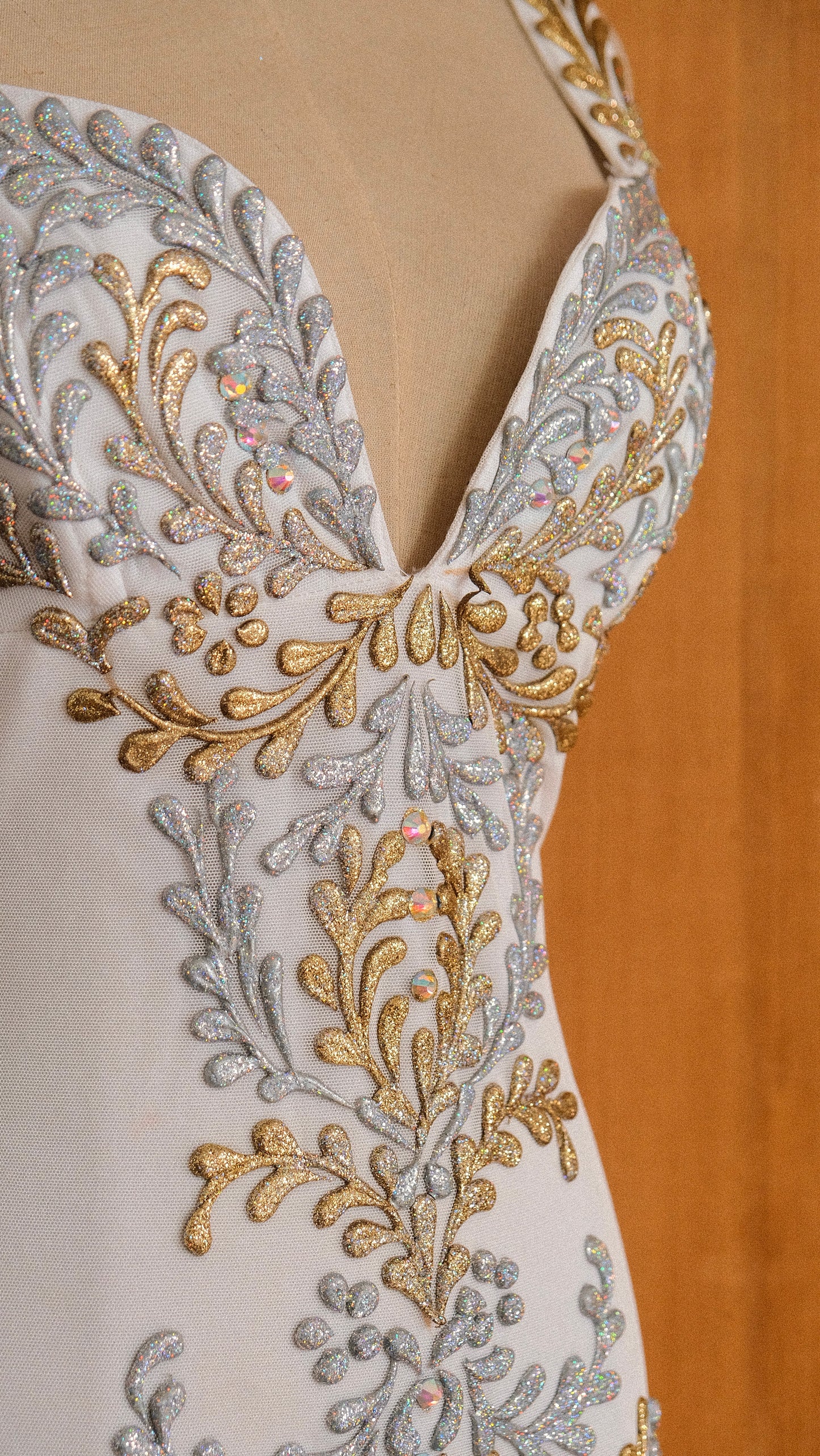 Hand-painted silver & gold Miami dress (S-S/M)