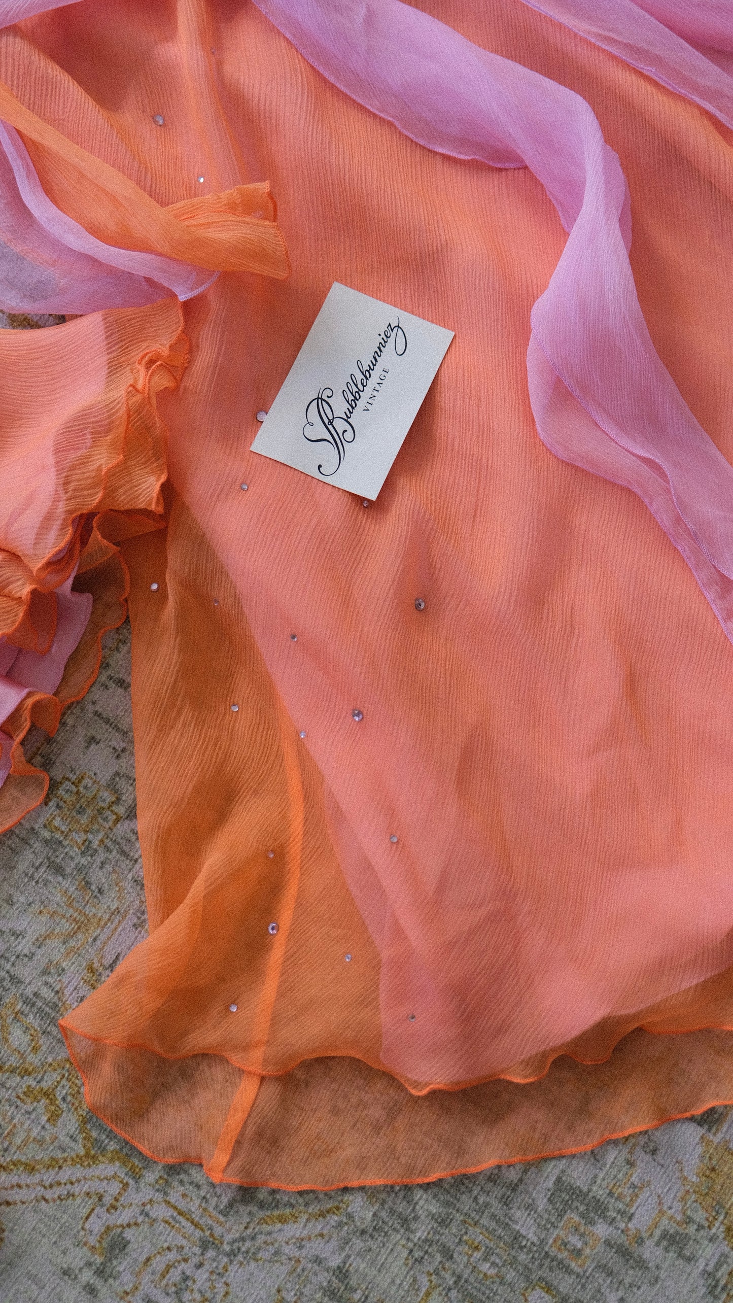 Vintage Italian orange & pink silk set (S-S/M)