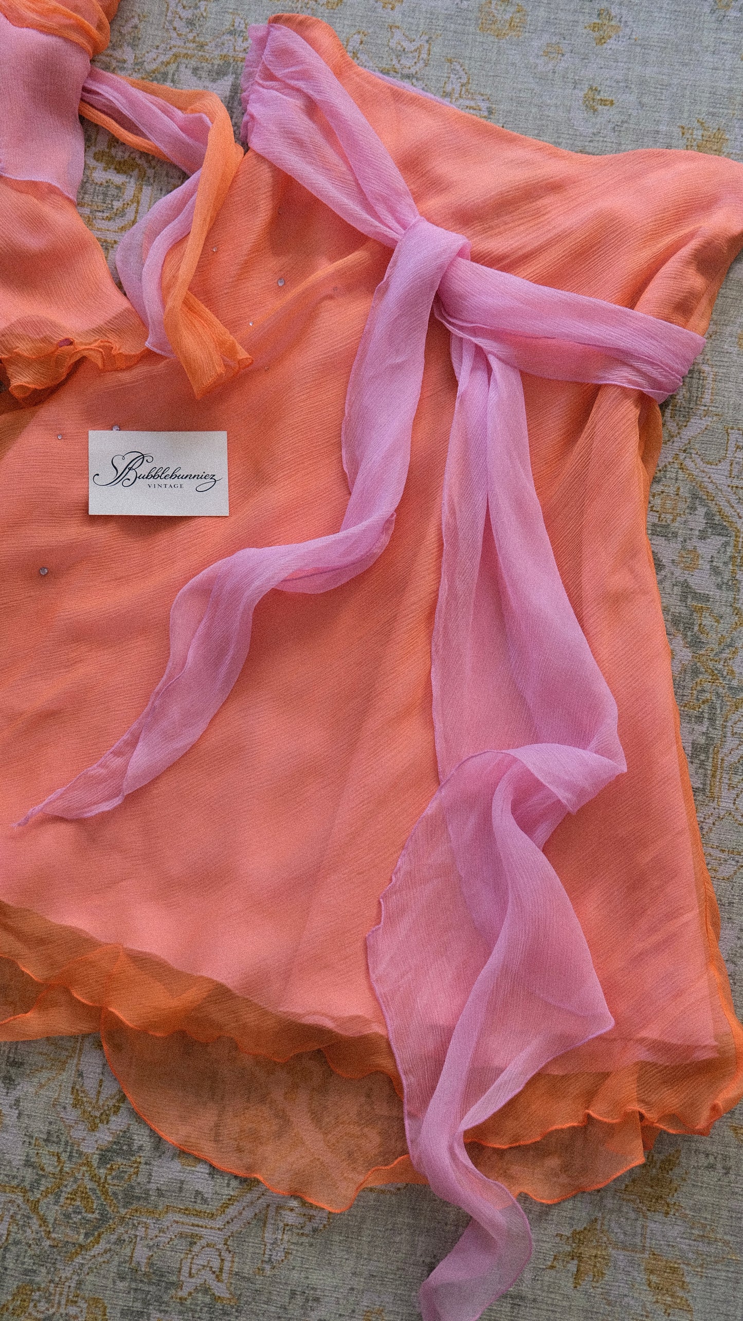 Vintage Italian orange & pink silk set (S-S/M)